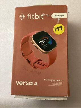 Fitbit Versa 4 Pink Sand Copper Rose Smartwatch, 39mm